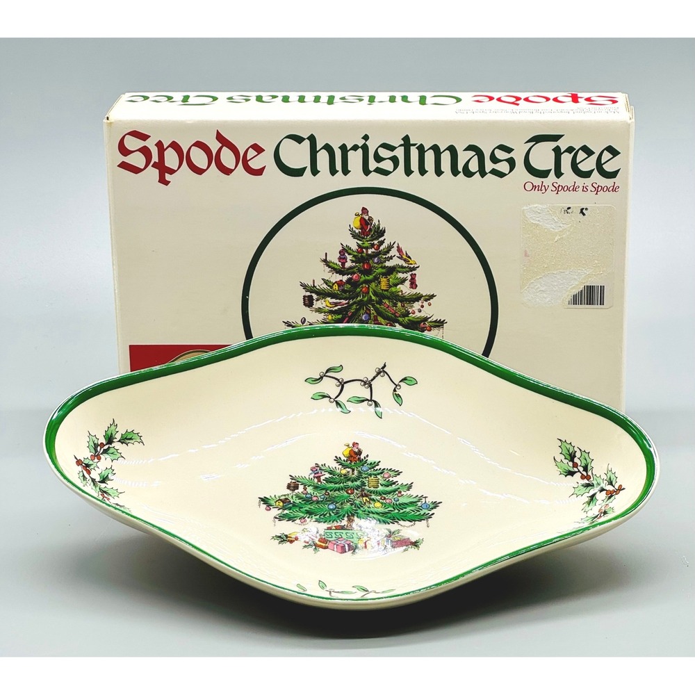 Spode Oval Christmas Tree Pickle Dish S3324 N Earthenware Serving Bowl